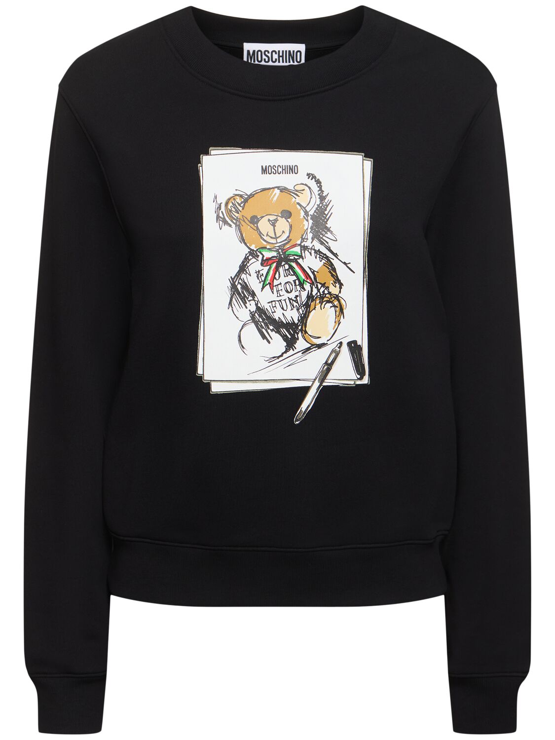 Moschino Printed Cotton Jersey Sweatshirt In Black
