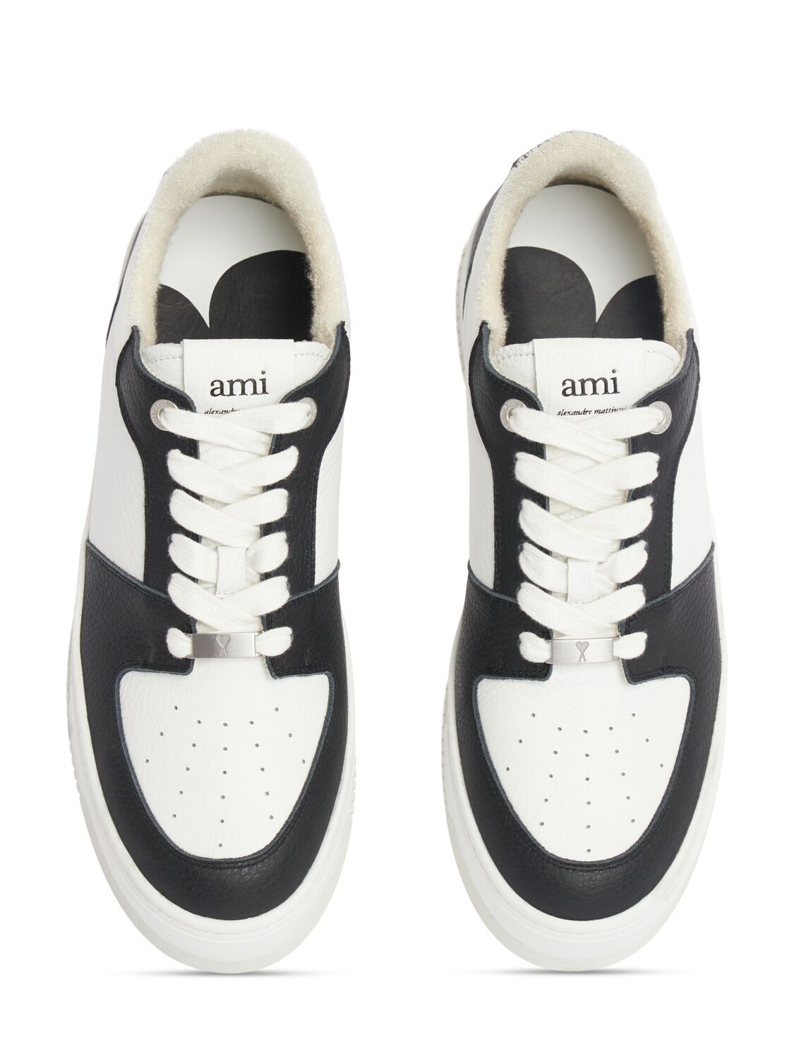 Shop Ami Alexandre Mattiussi New Arcade Lace-up Sneakers In White/black