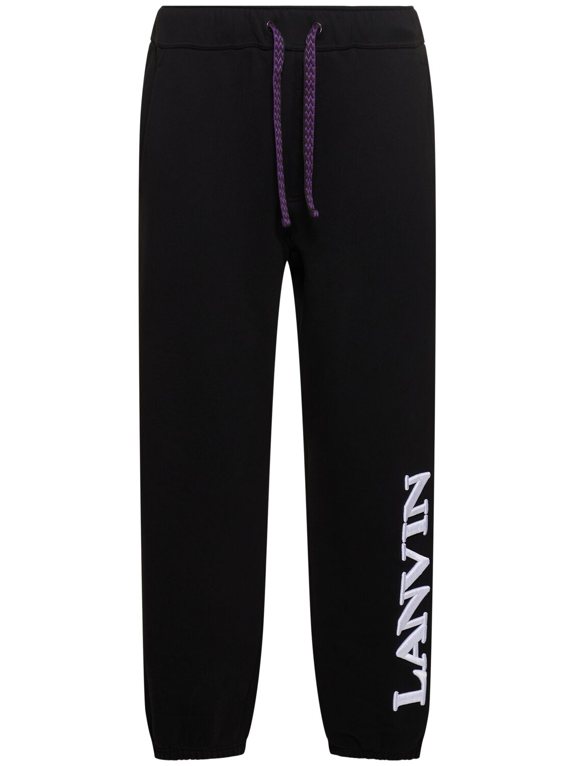 Shop Lanvin Logo Embroidery Sweatpants In Black