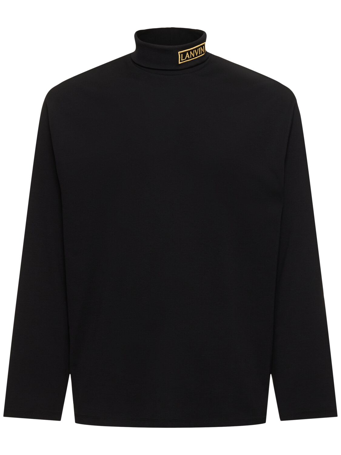 Shop Lanvin Jersey Long Sleeve Turtleneck T-shirt In Black