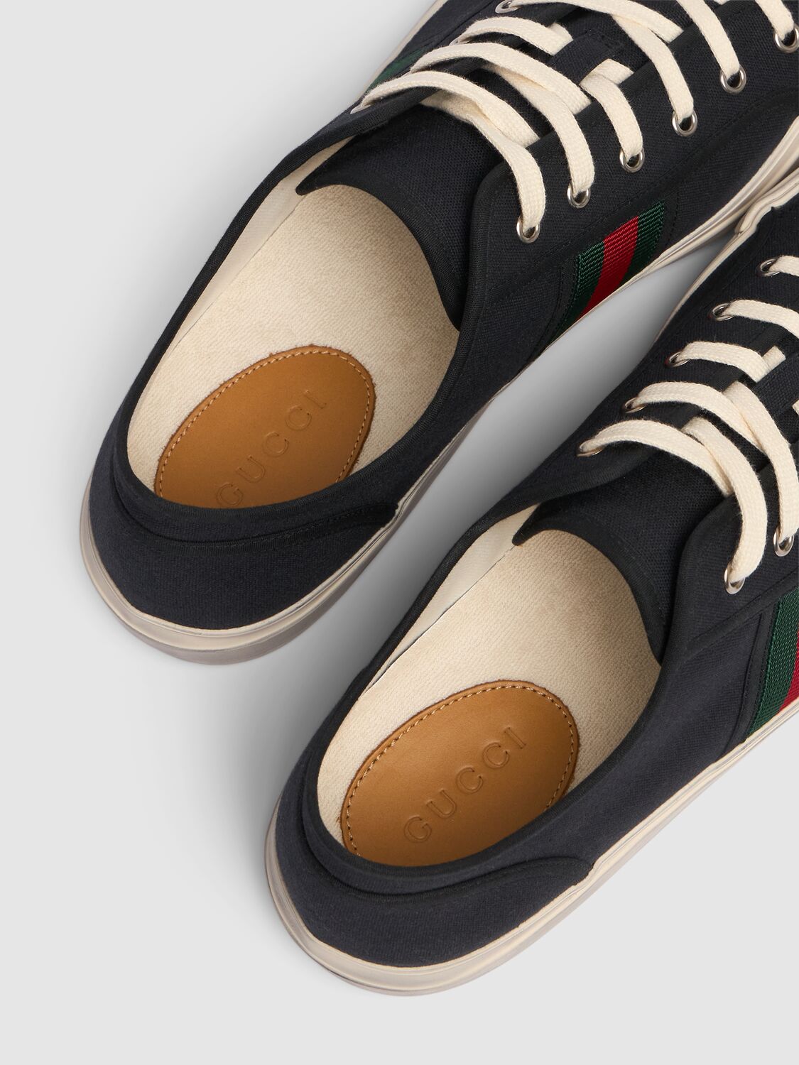 Shop Gucci Julio Canvas Web Sneakers In Black/green/red