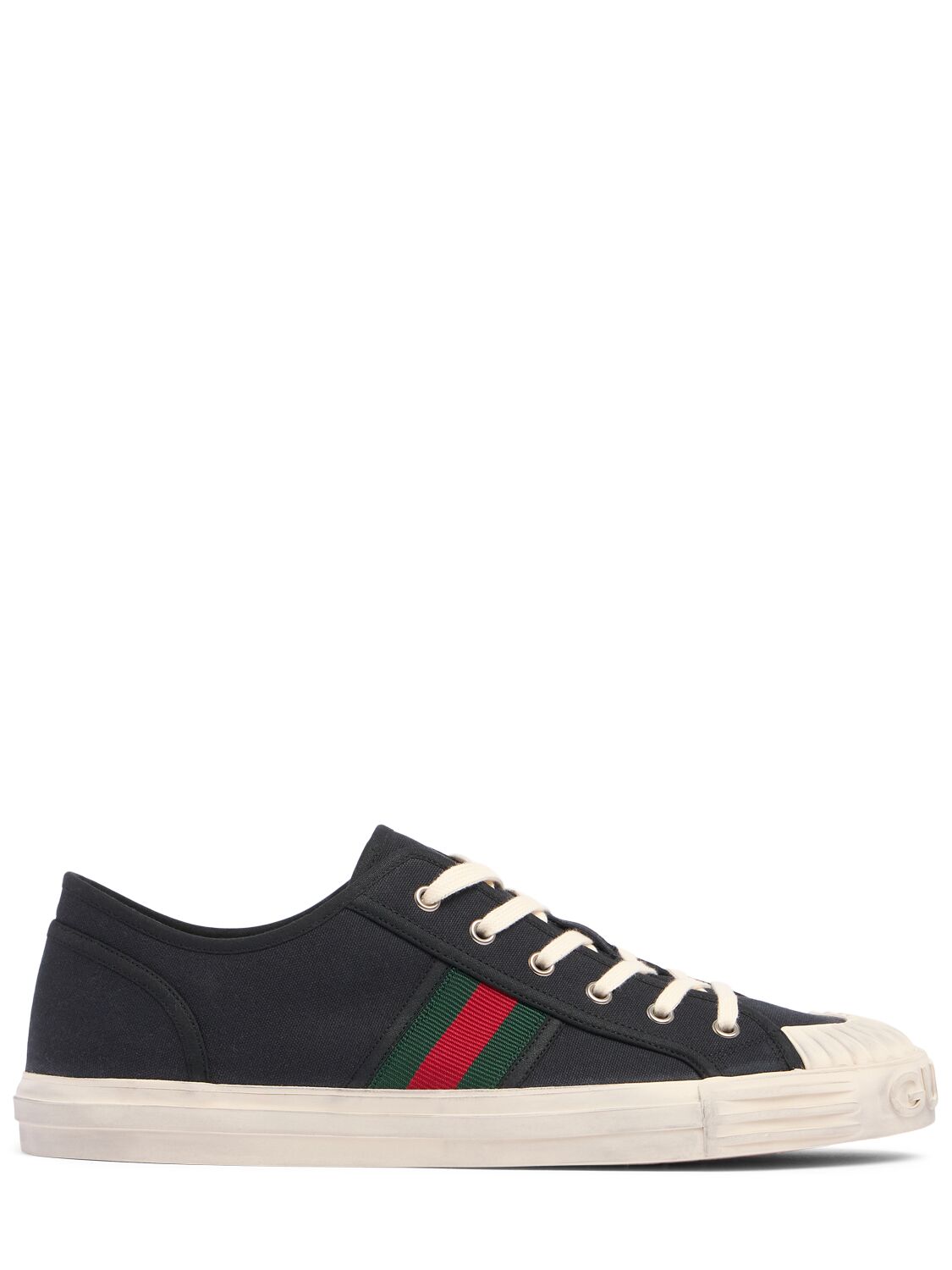 Gucci Julio Canvas Web Sneakers In Black/green/red