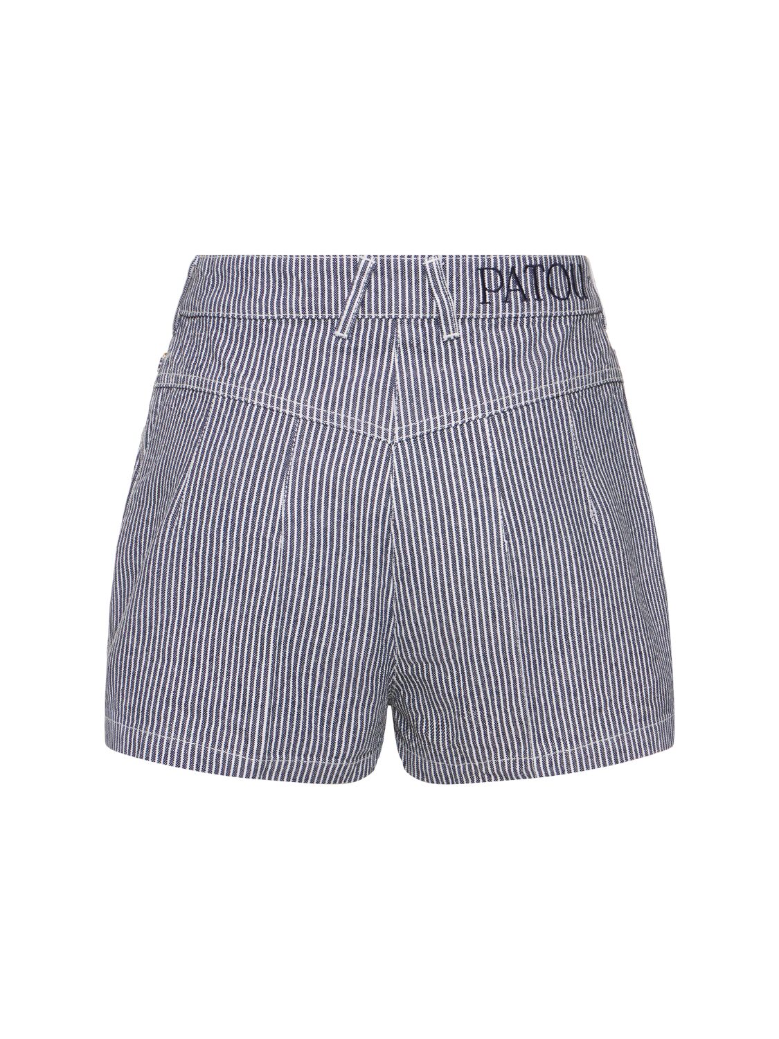 Patou Striped Denim Shorts In Blue