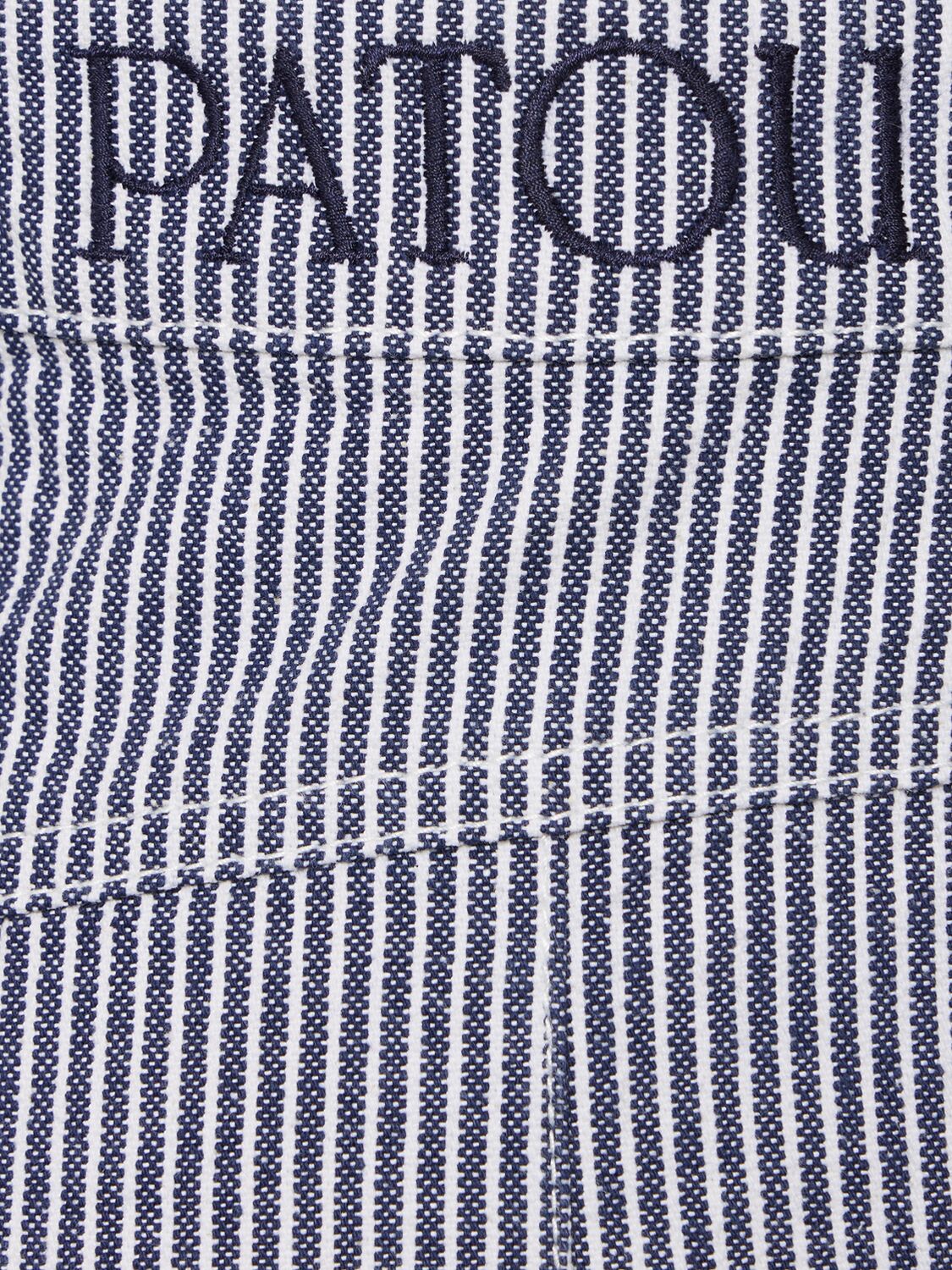 Shop Patou Striped Denim Shorts In White,navy