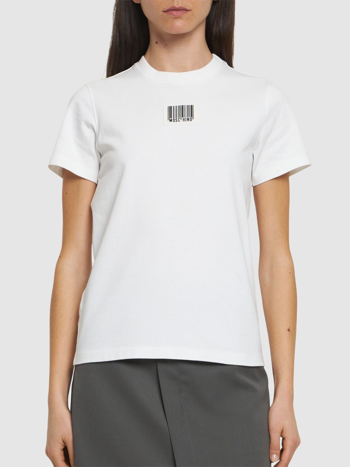 Shop Moschino Cotton Jersey T-shirt In White