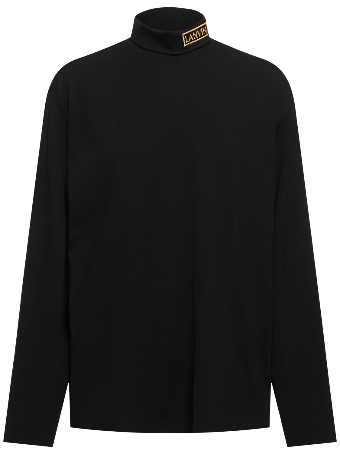 Lanvin Jersey Long Sleeve Turtleneck T-shirt In Black