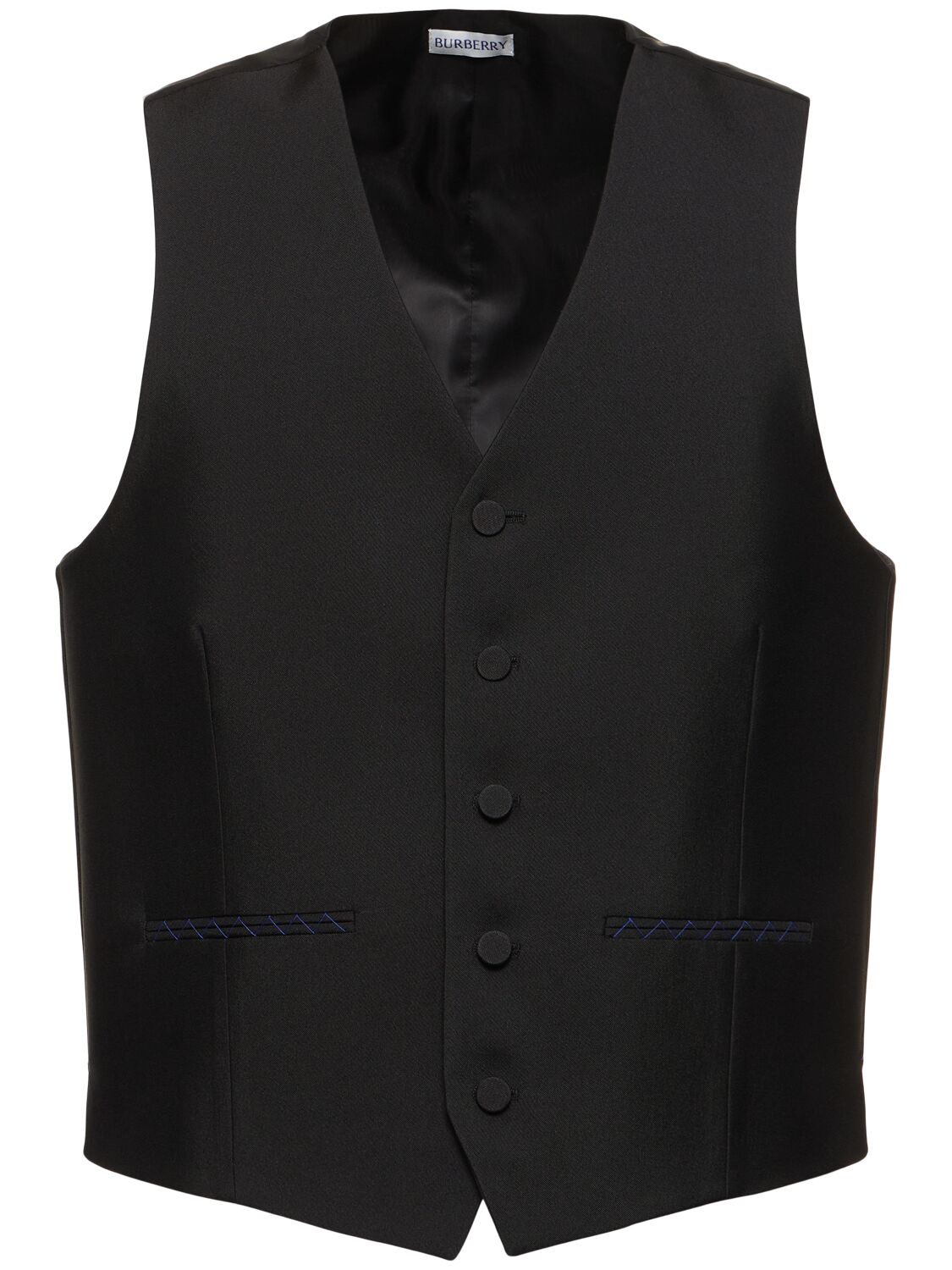 Burberry Wool & Silk Vest In Black