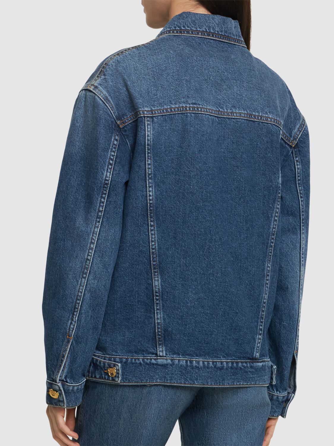 Shop Moschino Denim Shirt Jacket In Blue