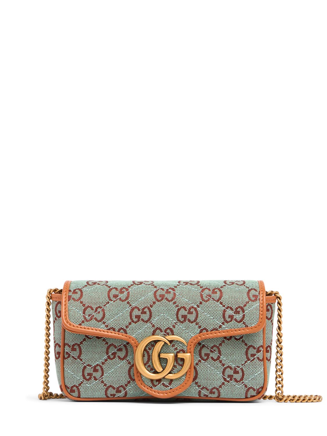 Gucci Supermini Summertime Gg Canvas Bag In Azure,brown