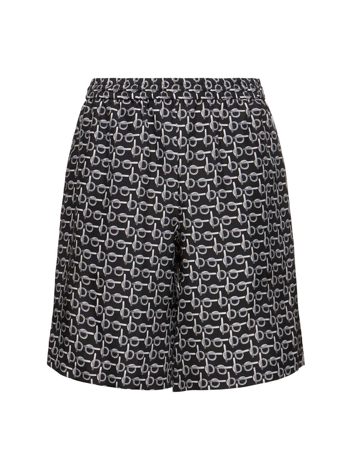 Burberry All Over Print Silk Shorts In Black
