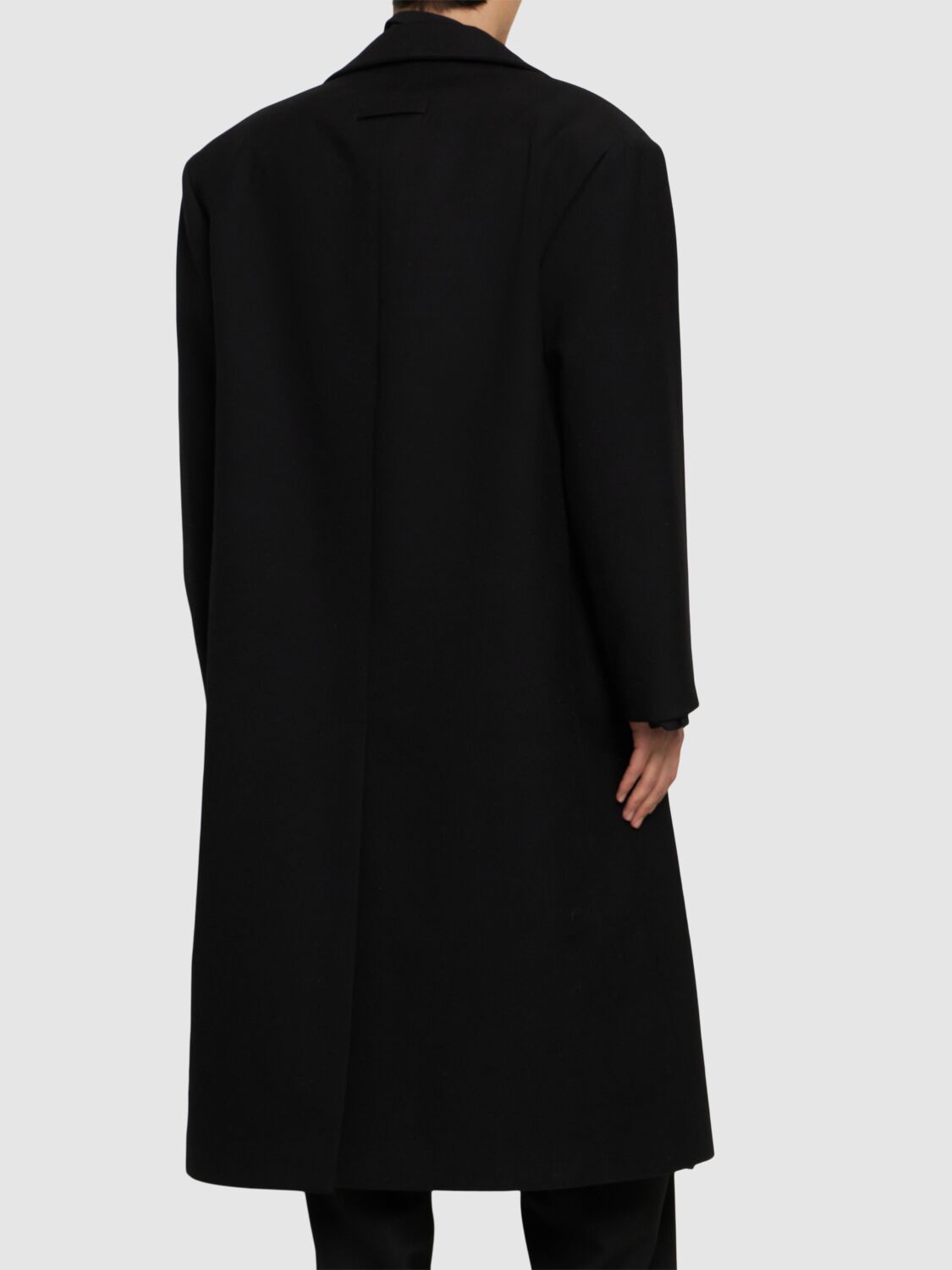 Shop Fear Of God Stand Collar Cotton Blend Overcoat In Black