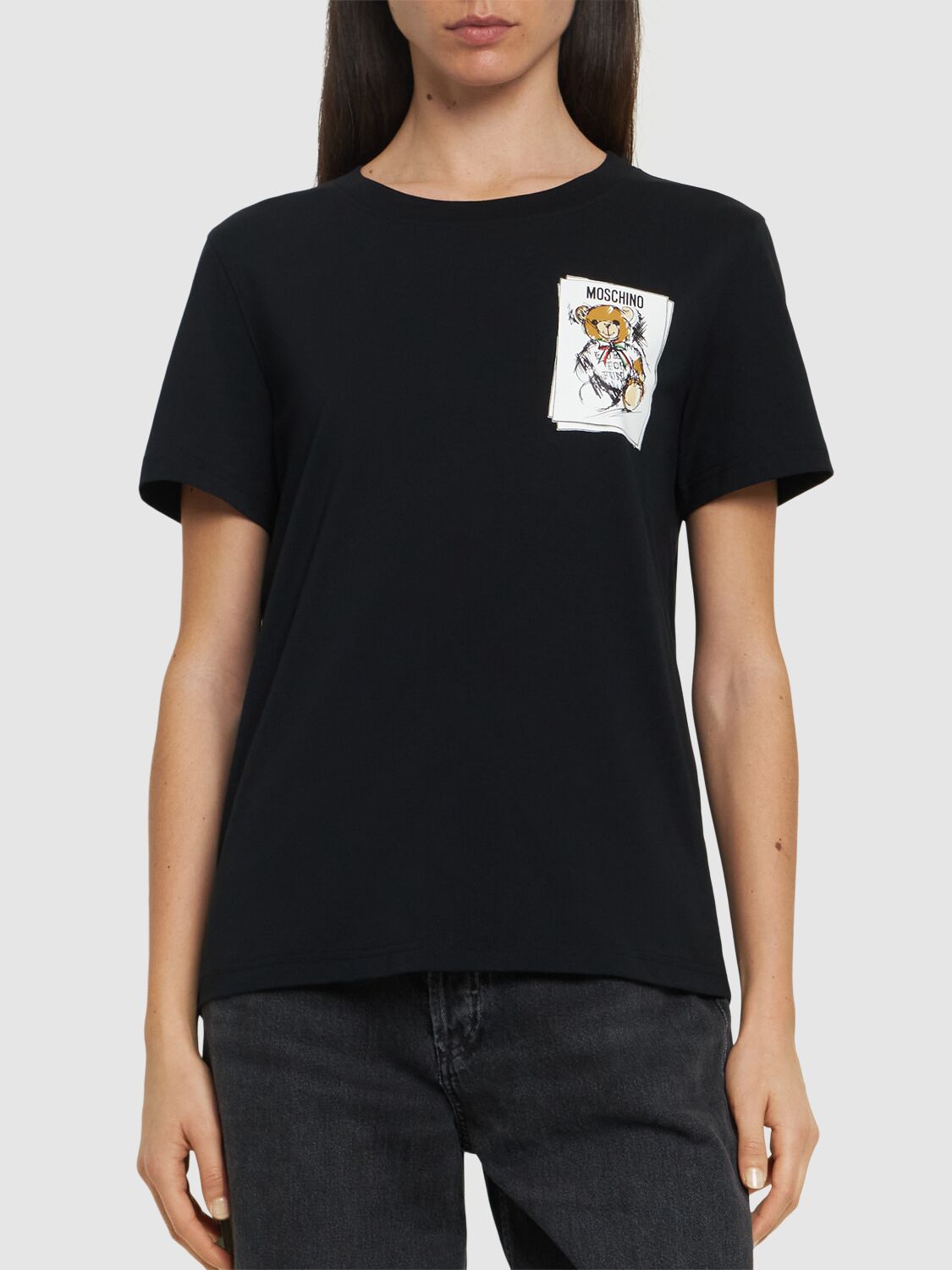 Shop Moschino Cotton Jersey T-shirt In Black