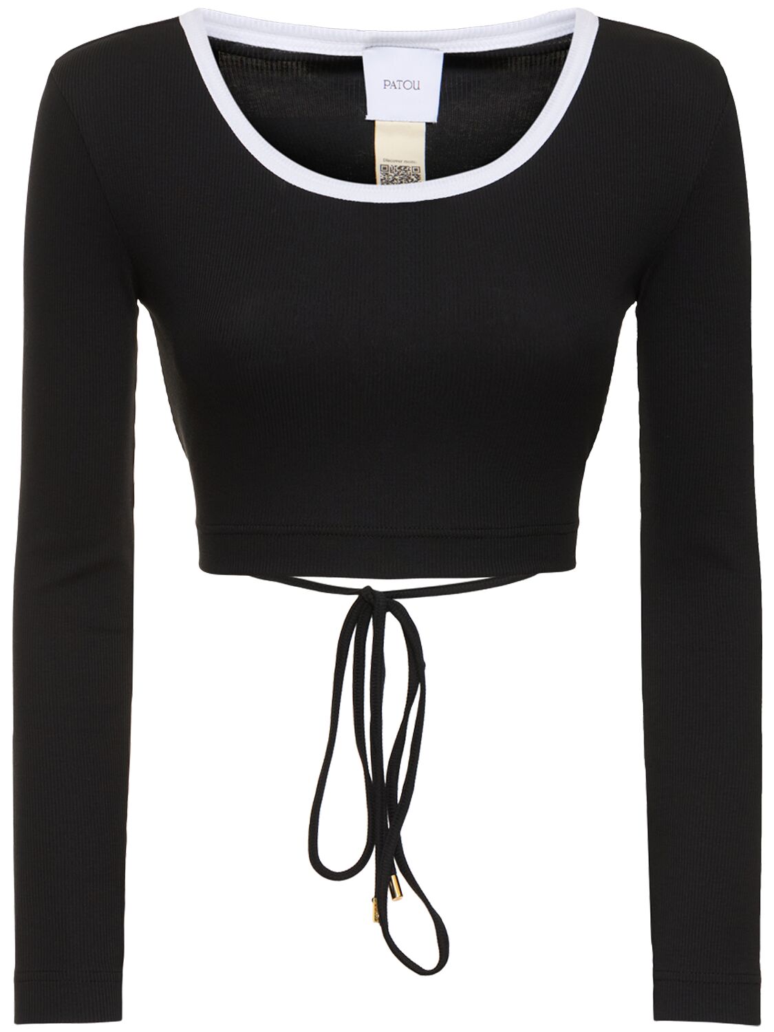 Image of Ribbed Jersey Long Sleeve Crop Top