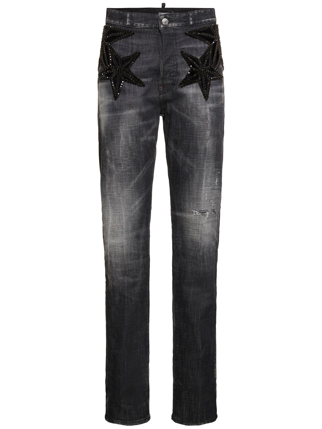Dsquared2 642 Embellished Stars High Rise Jeans In Black