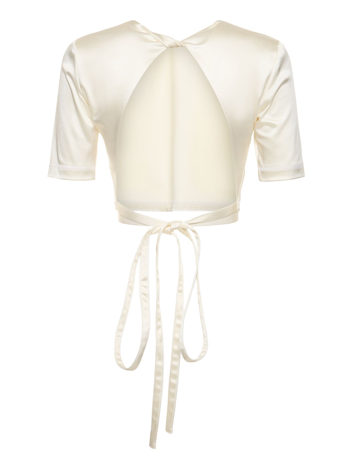 Shop Patou Open Back Stretch Satin Top W/bow In White