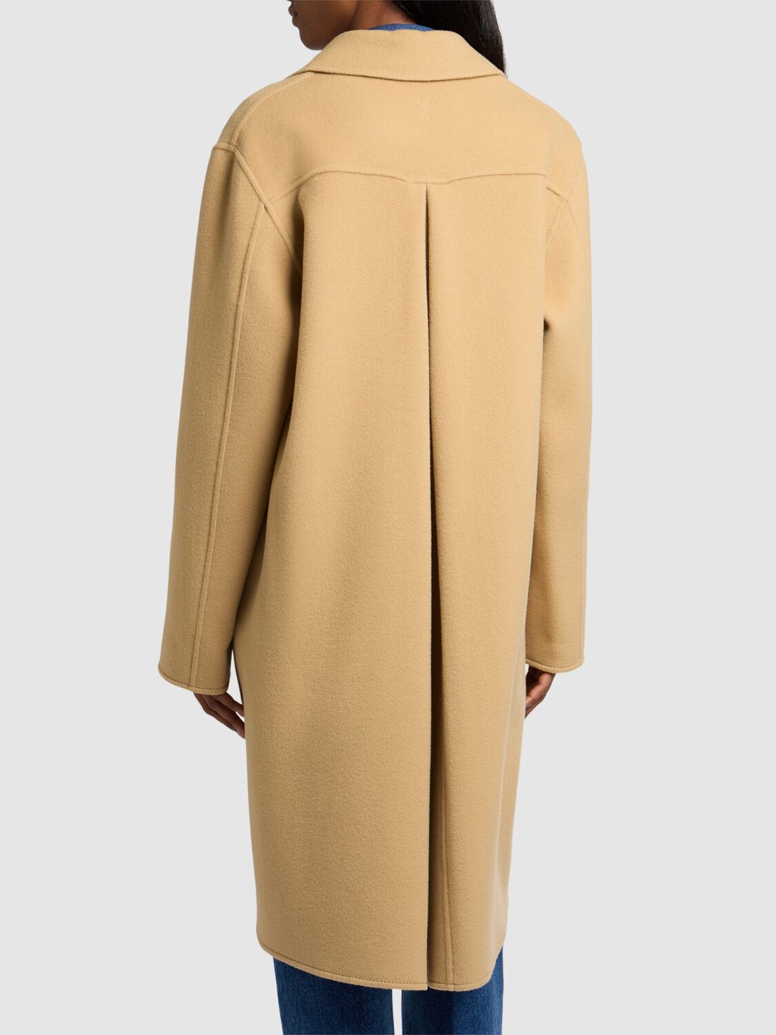 Shop Ami Alexandre Mattiussi Wool & Cashmere Car Coat In Beige