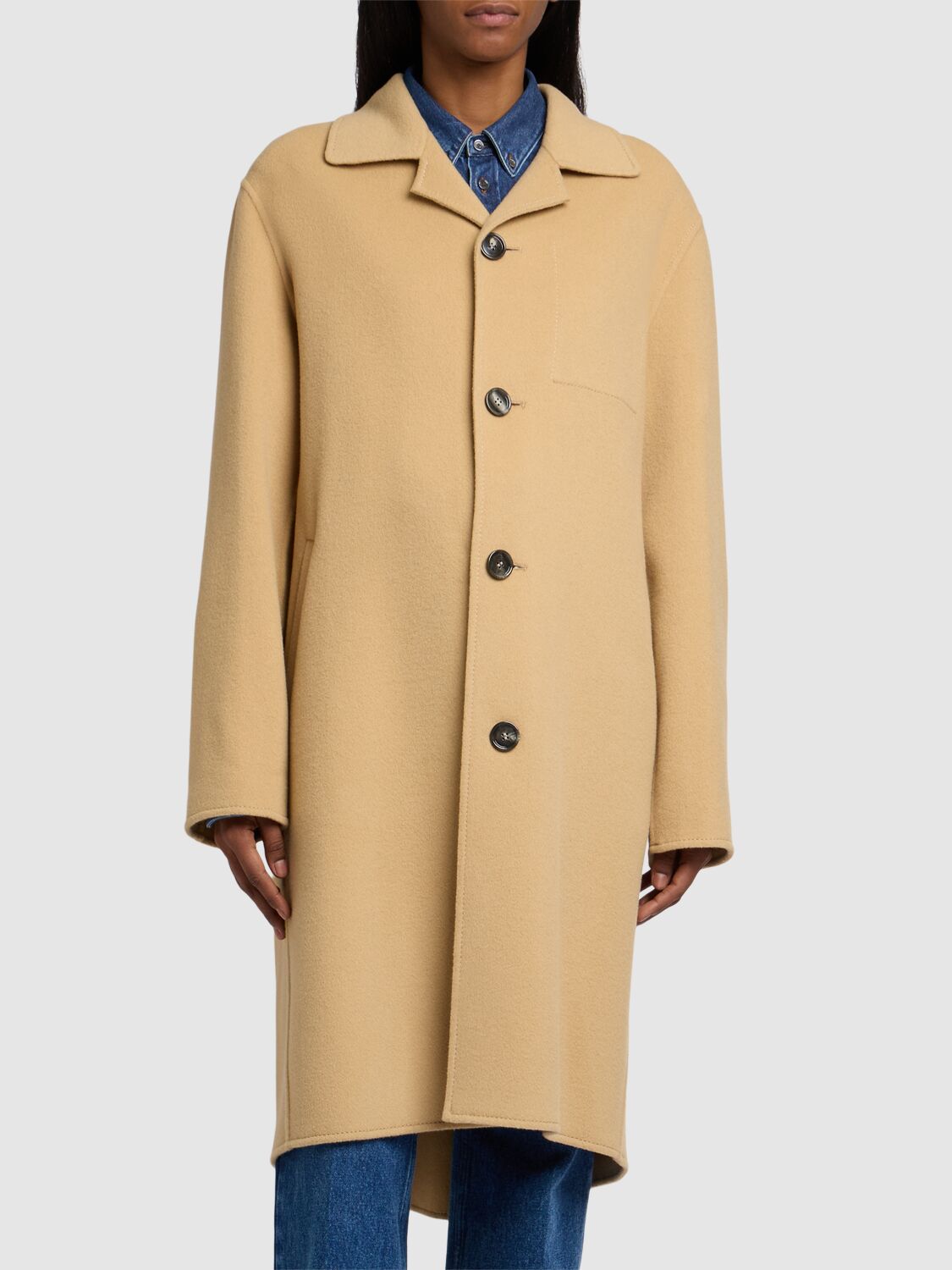 Shop Ami Alexandre Mattiussi Wool & Cashmere Car Coat In Beige