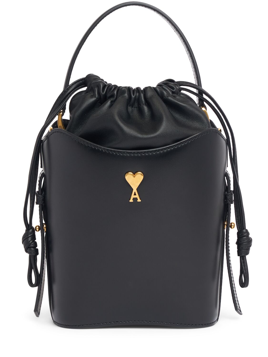 Ami Alexandre Mattiussi Paris Paris Smooth Leather Bucket Bag In Black