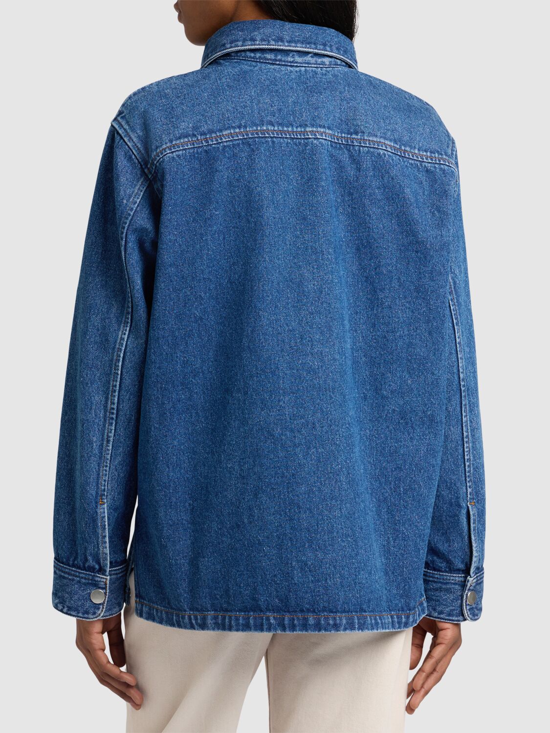 Shop Ami Alexandre Mattiussi Cotton Denim Overshirt In Blue