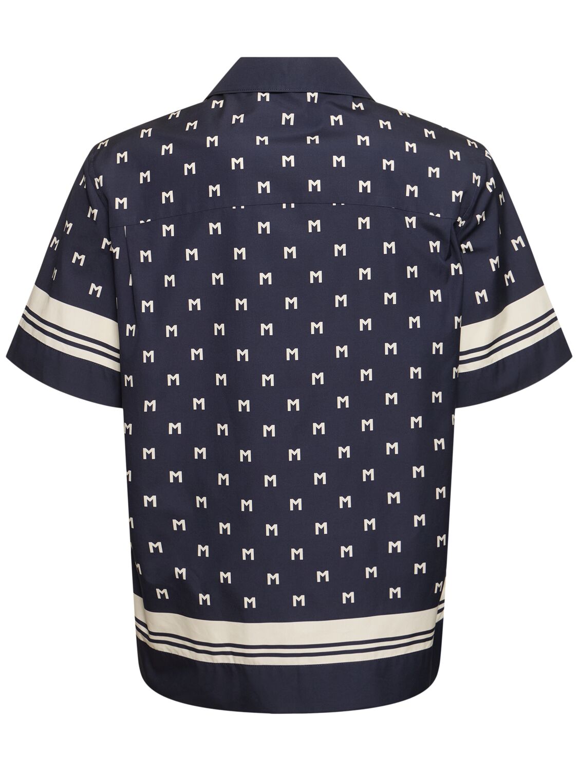 Shop Moncler Monogram Printed Cotton Shirt In Dark Blue