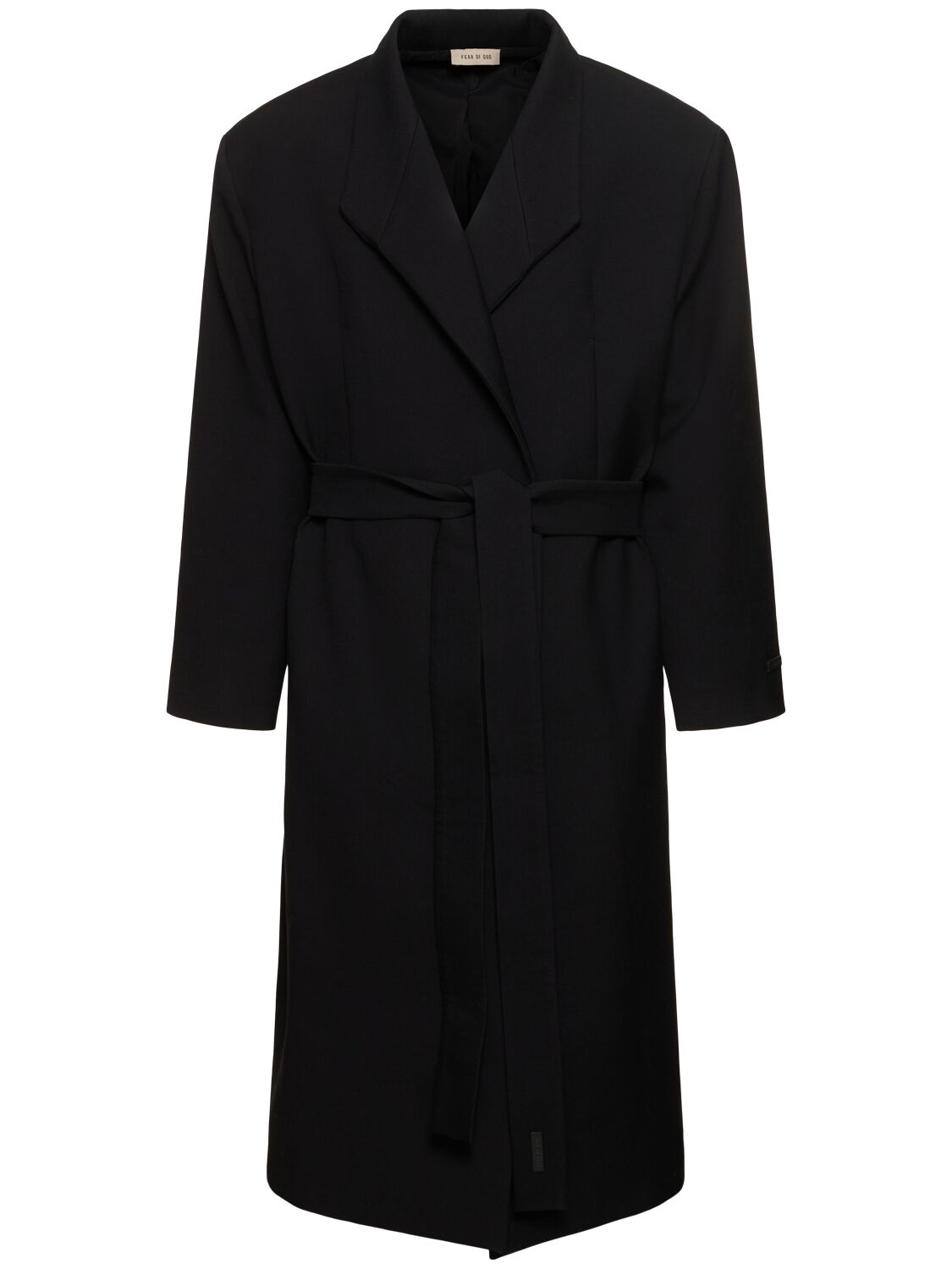 Fear Of God Stand Collar Cotton Blend Overcoat In Black