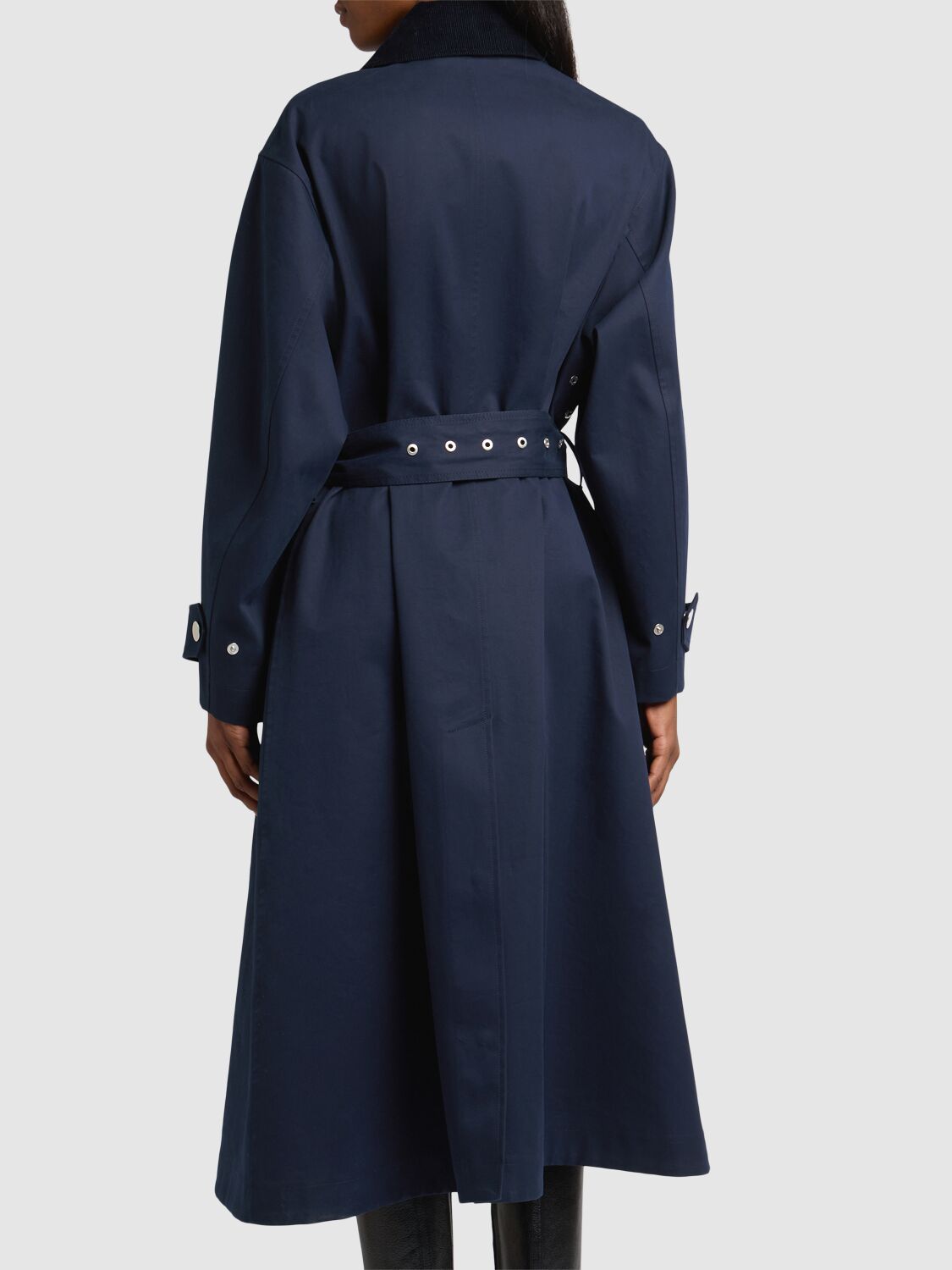 Shop Ami Alexandre Mattiussi Belted Mac Cotton Canvas Trench Coat In Navy