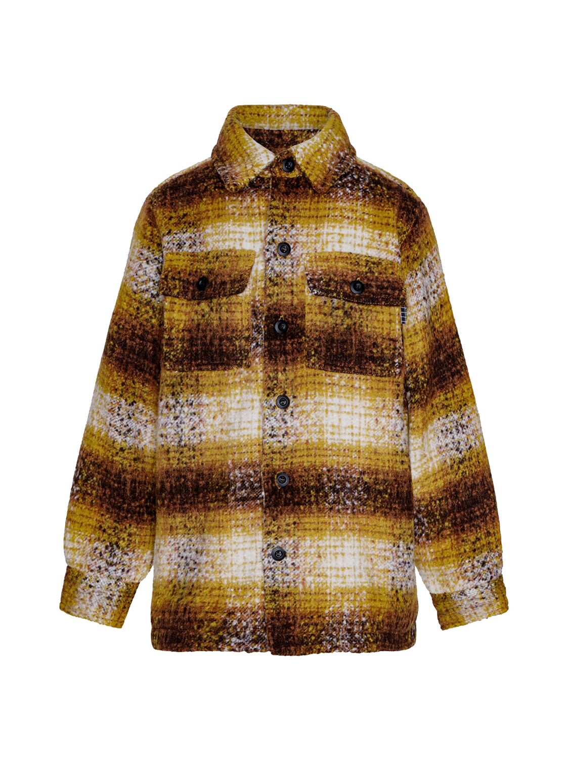 Molo Check Print Poly Flannel Shirt In Brown/beige