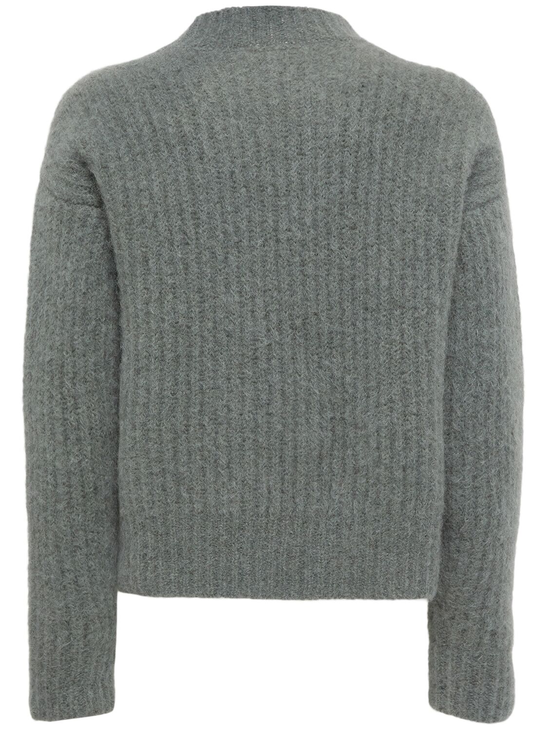 Shop Ami Alexandre Mattiussi Ribbed Mohair Blend Crewneck Sweater In Antic Clay