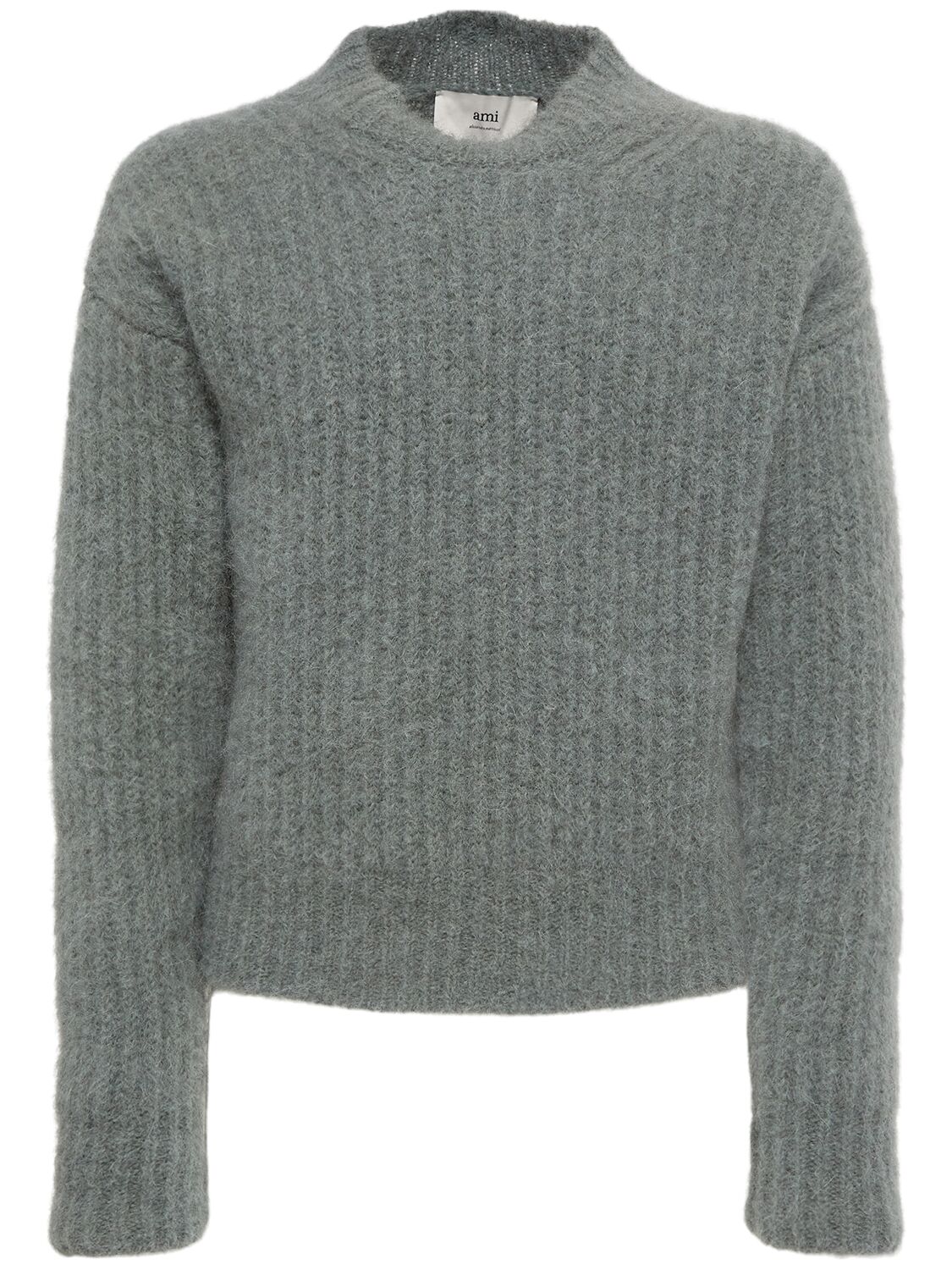 Shop Ami Alexandre Mattiussi Ribbed Mohair Blend Crewneck Sweater In Antic Clay