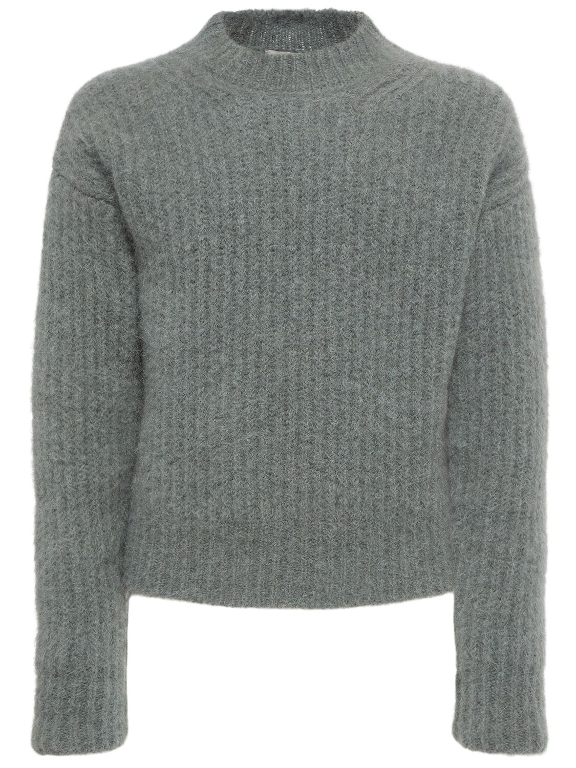 Ribbed Mohair Blend Crewneck Sweater