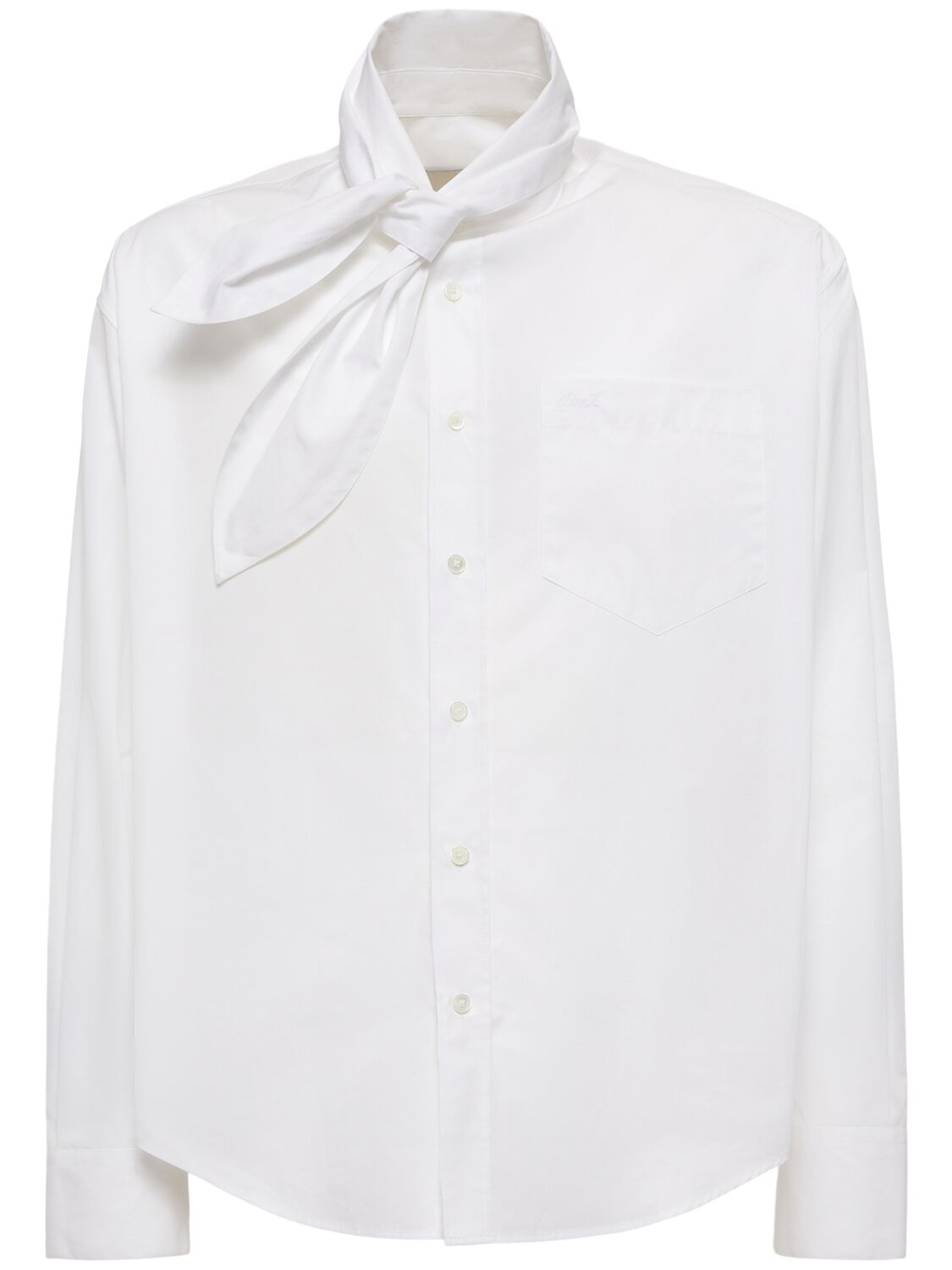 Ami Alexandre Mattiussi Scarf Collar Cotton Poplin Shirt In White