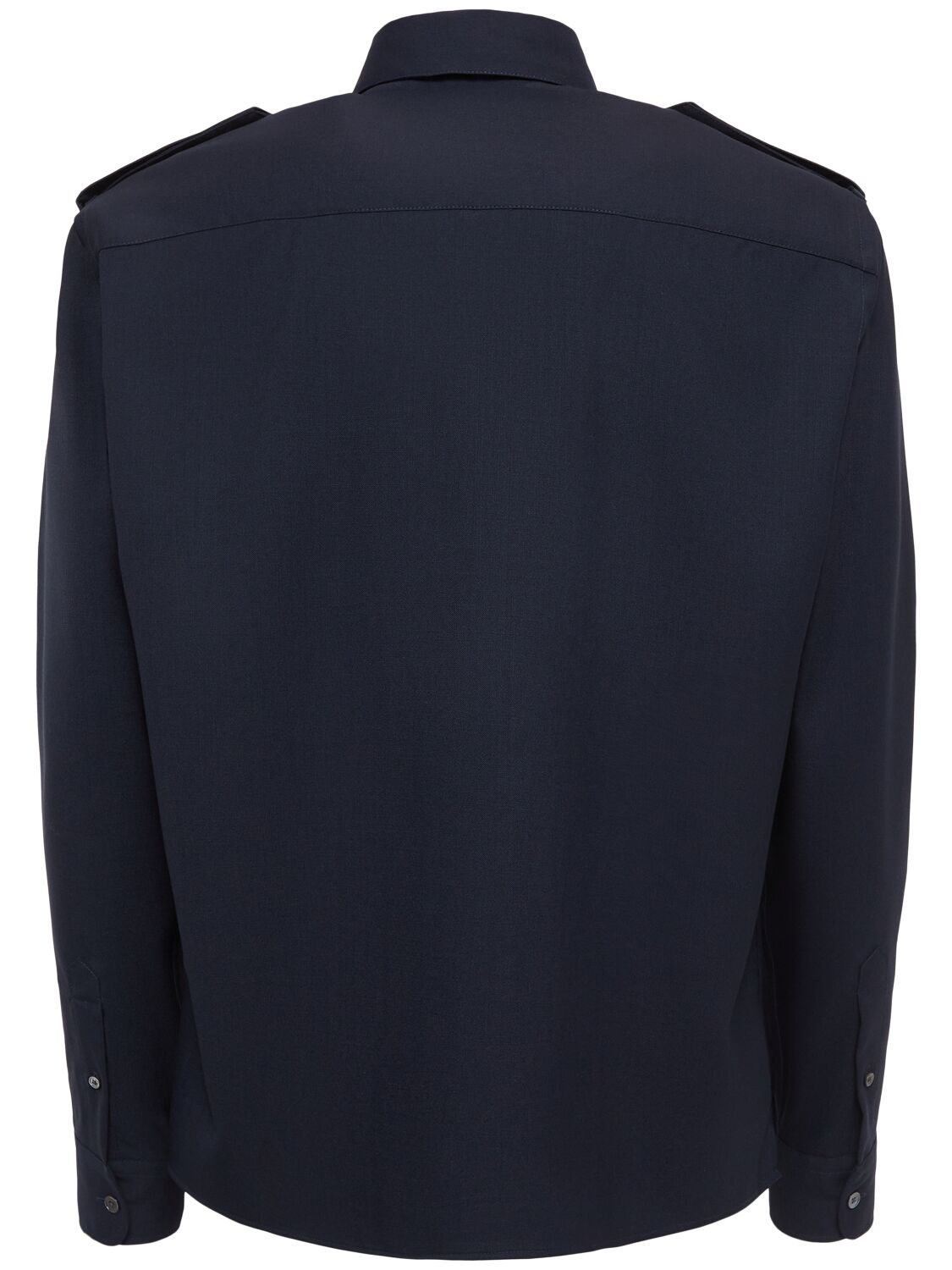 Shop Ami Alexandre Mattiussi Wool Canvas Military Shirt In Navy