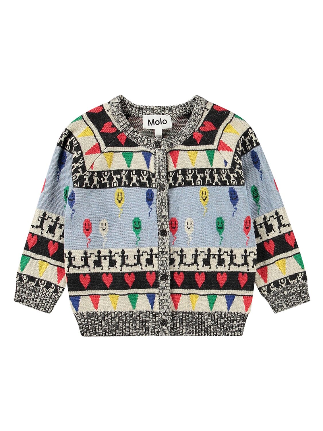 Molo Cotton & Wool Knit Cardigan In Multi