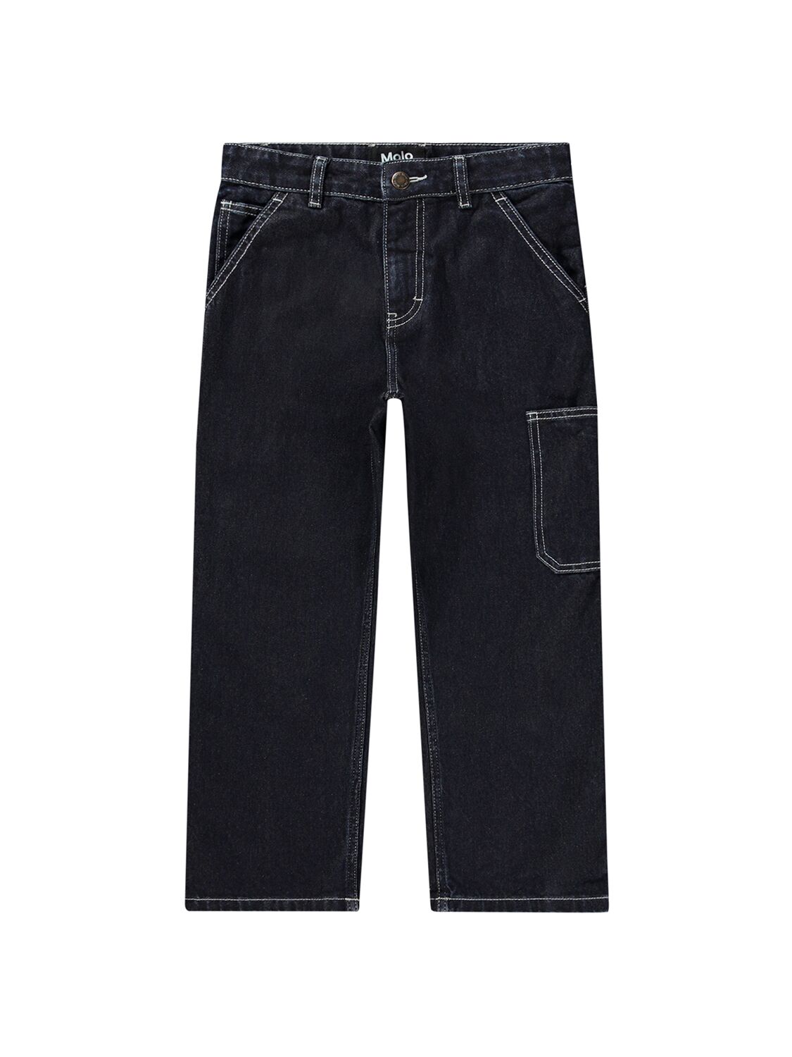 Molo Organic Cotton Denim Pants In Dark Blue