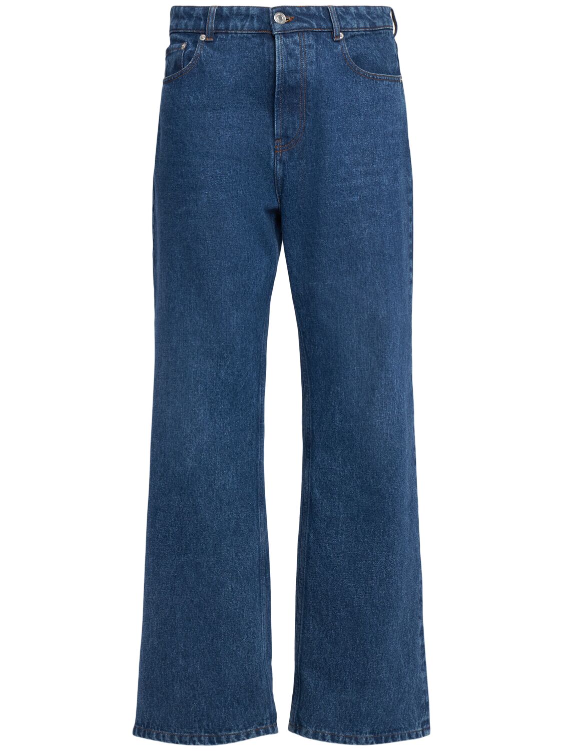 Ami Alexandre Mattiussi Oversized Cotton Denim Jeans In Used Blue