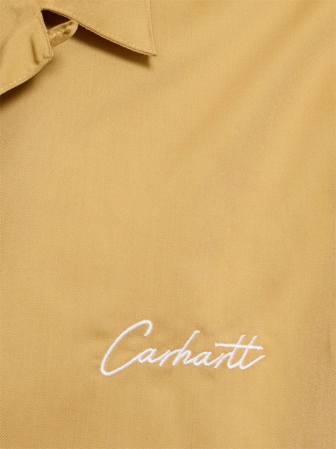 Shop Carhartt Delray Cotton Blend Short Sleeve Shirt In Beige