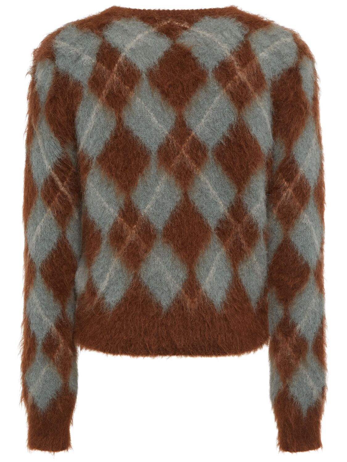 Shop Ami Alexandre Mattiussi Argyle Mohair Blend Knit Sweater In Fawn,clay