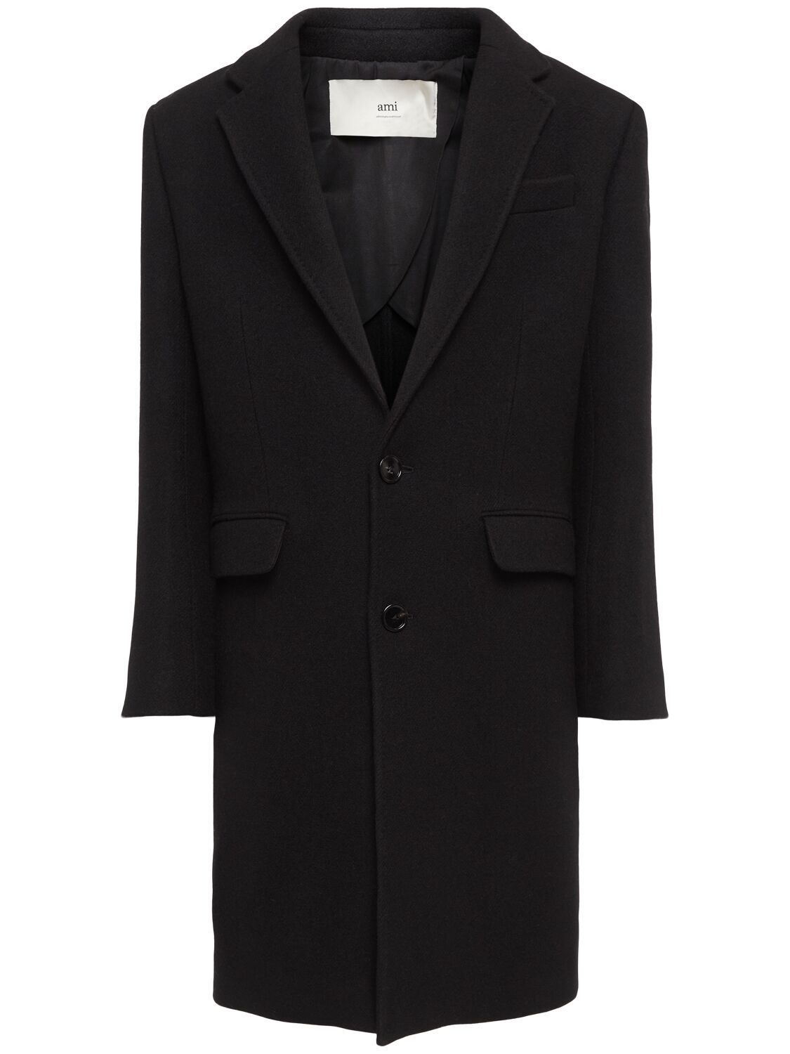 Ami Alexandre Mattiussi Single Breasted Wool Coat In Black