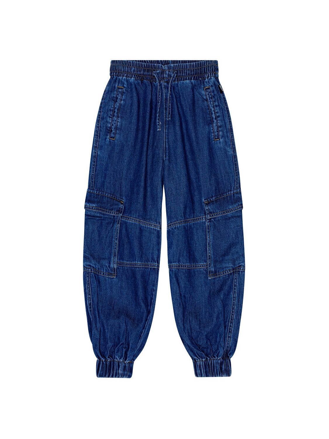 Molo Viscose Blend Denim Cargo Pants In Blue