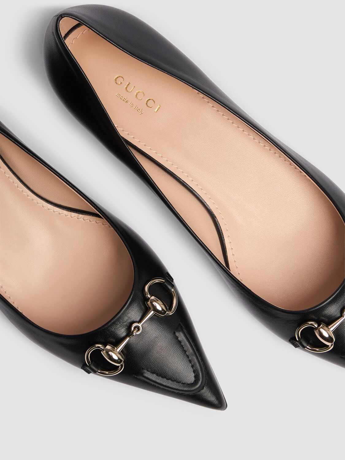 Shop Gucci 15mm Leather Ballet Flats W/ Horsebit In Black