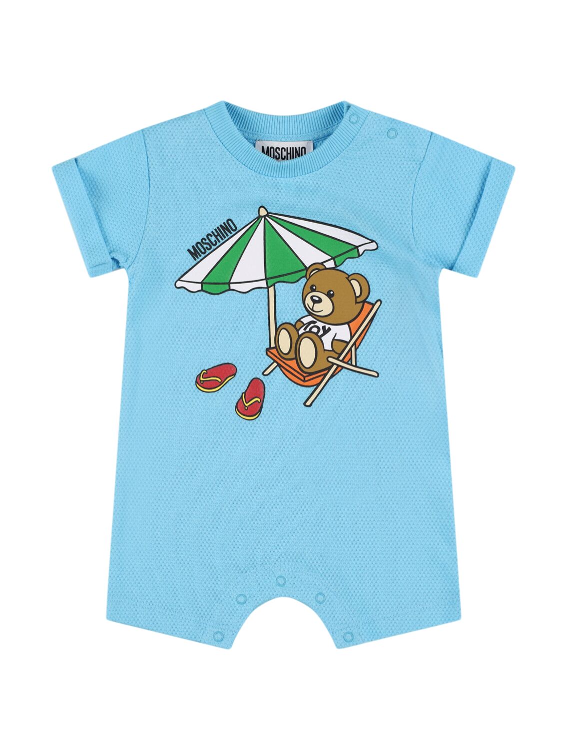 Moschino Babies' Cotton Jersey Romper In Light Blue