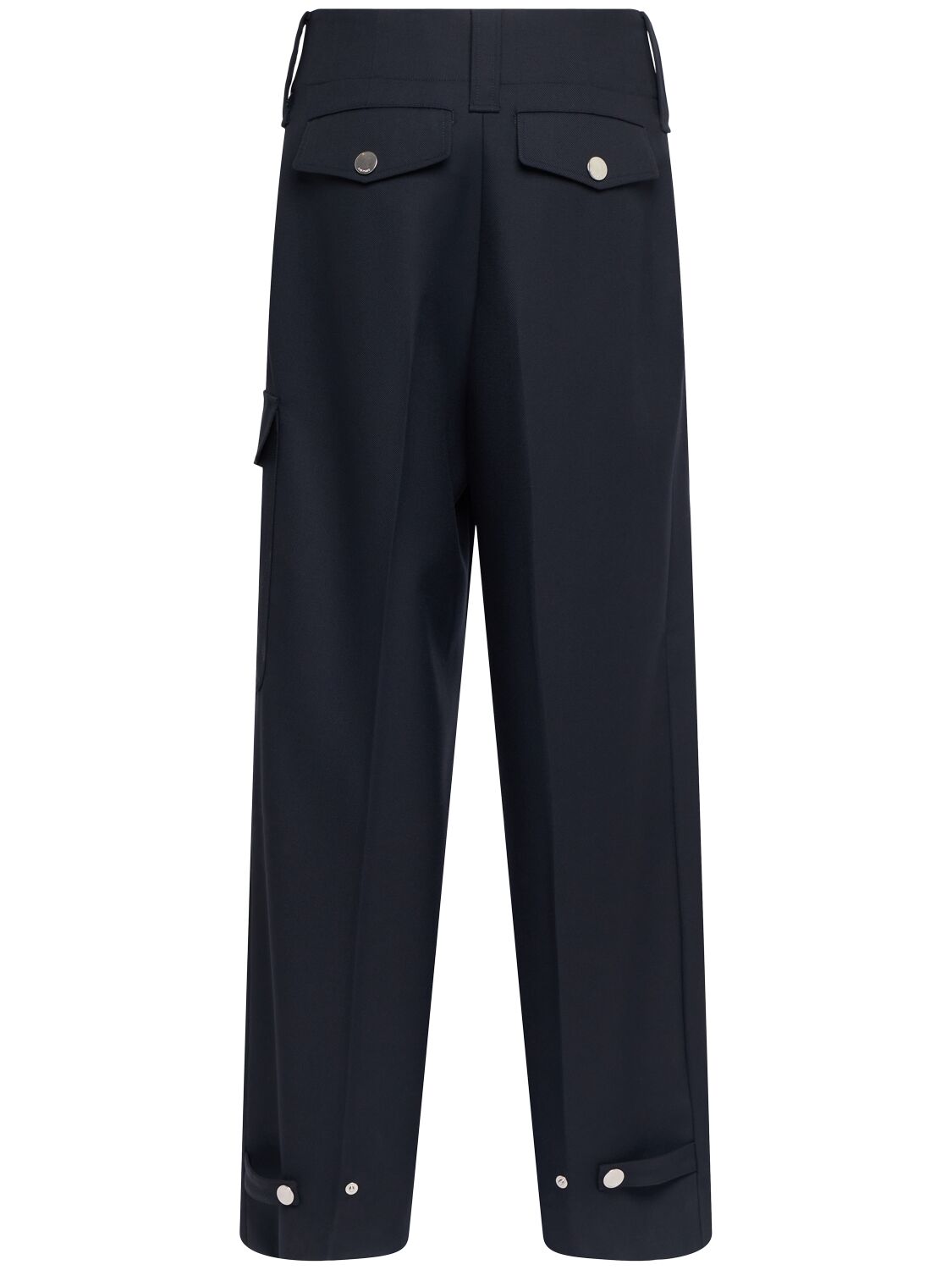 Shop Ami Alexandre Mattiussi Straight Wool Gabardine Cargo Pants In Navy