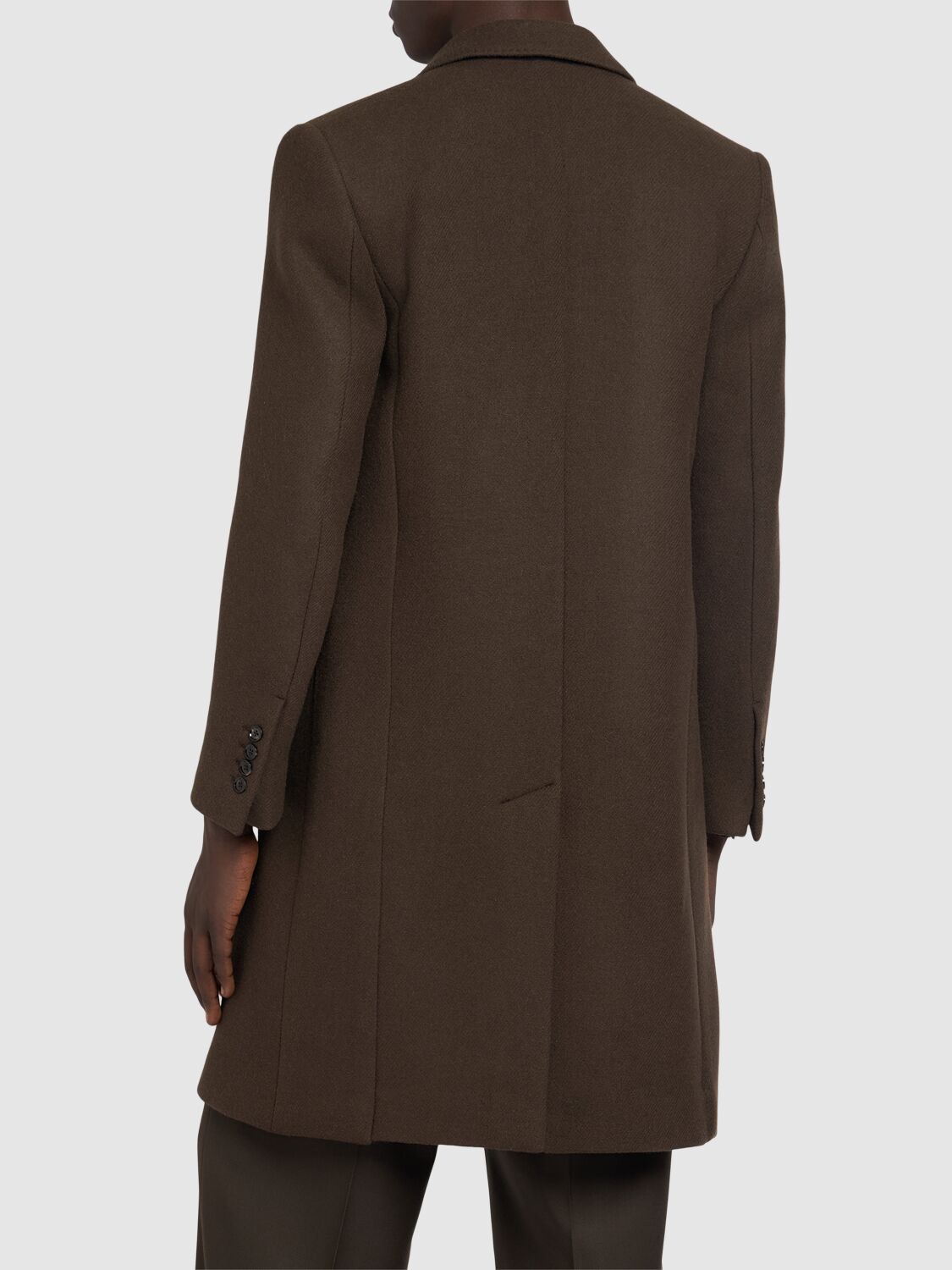 Shop Ami Alexandre Mattiussi Single Breasted Wool Coat In Dark Coffee