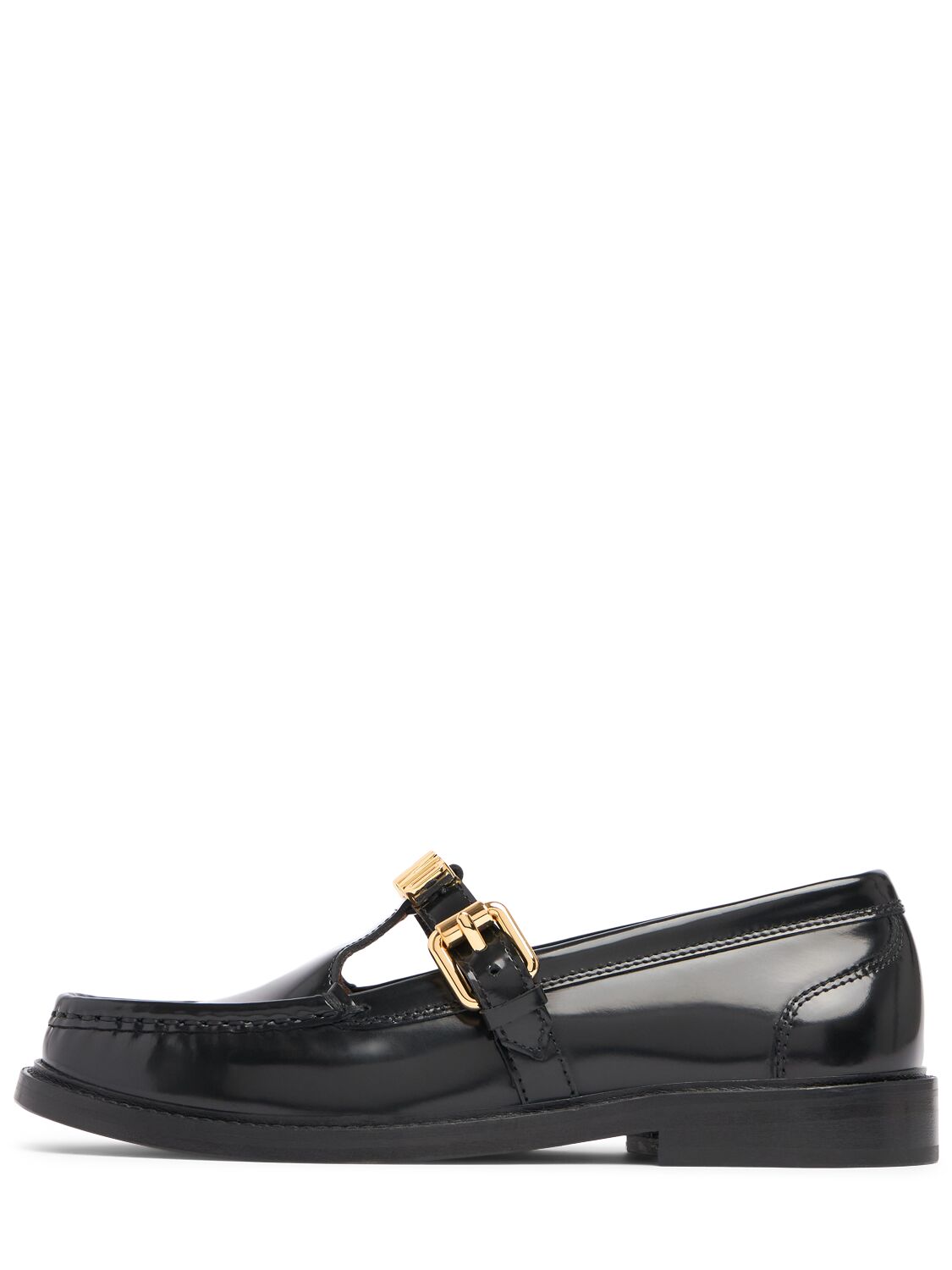 Moschino 25mm Leather Loafers In Black
