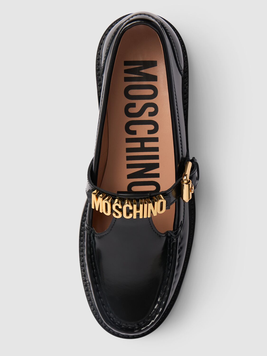 Shop Moschino 25mm Leather Loafers In Black