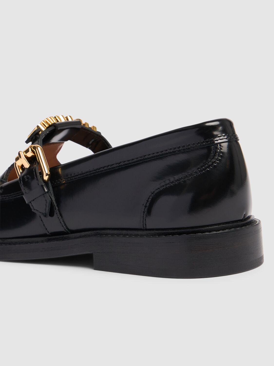 Shop Moschino 25mm Leather Loafers In Black