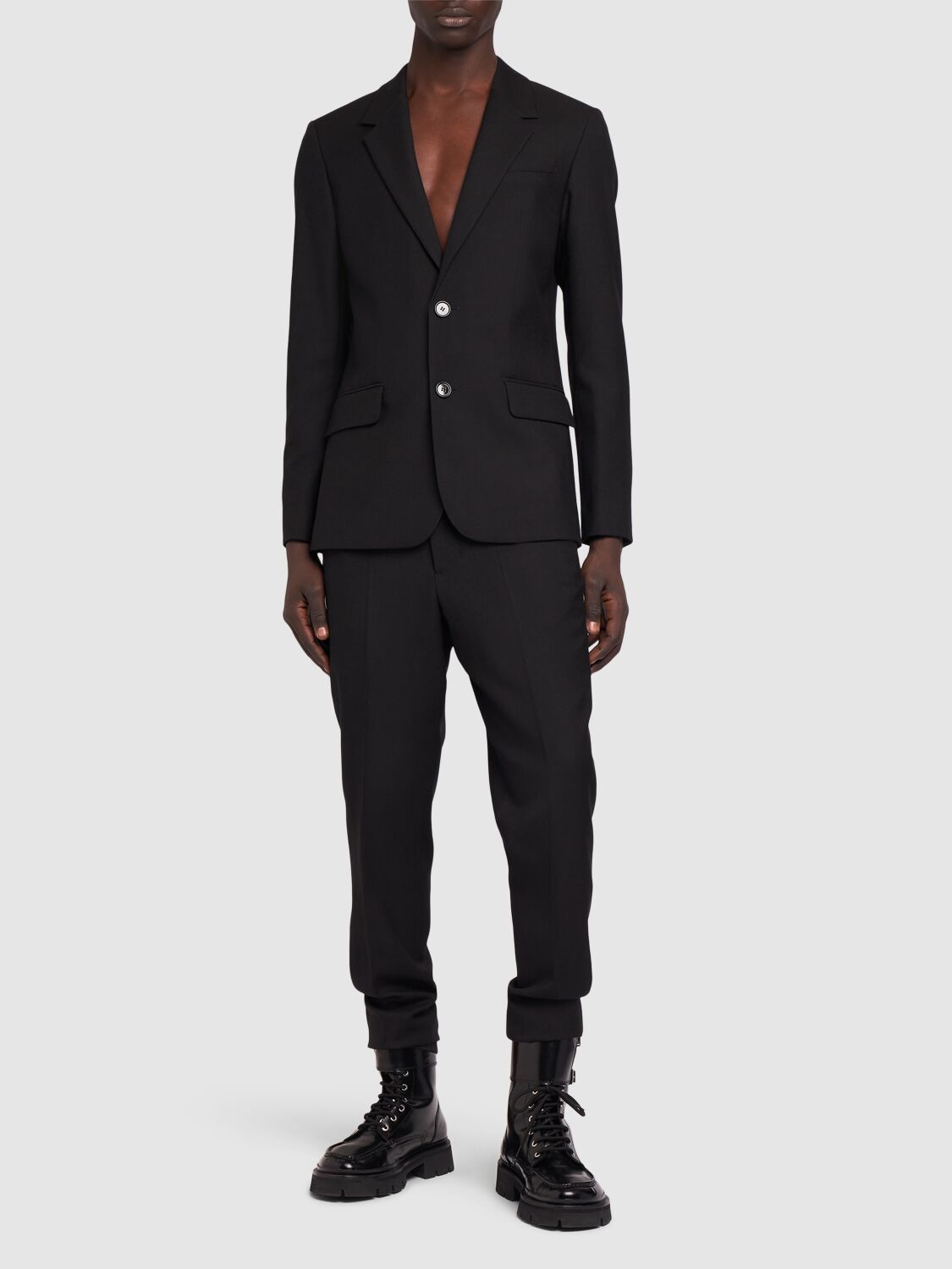 Shop Ami Alexandre Mattiussi Single Breasted Wool Gabardine Blazer In Black