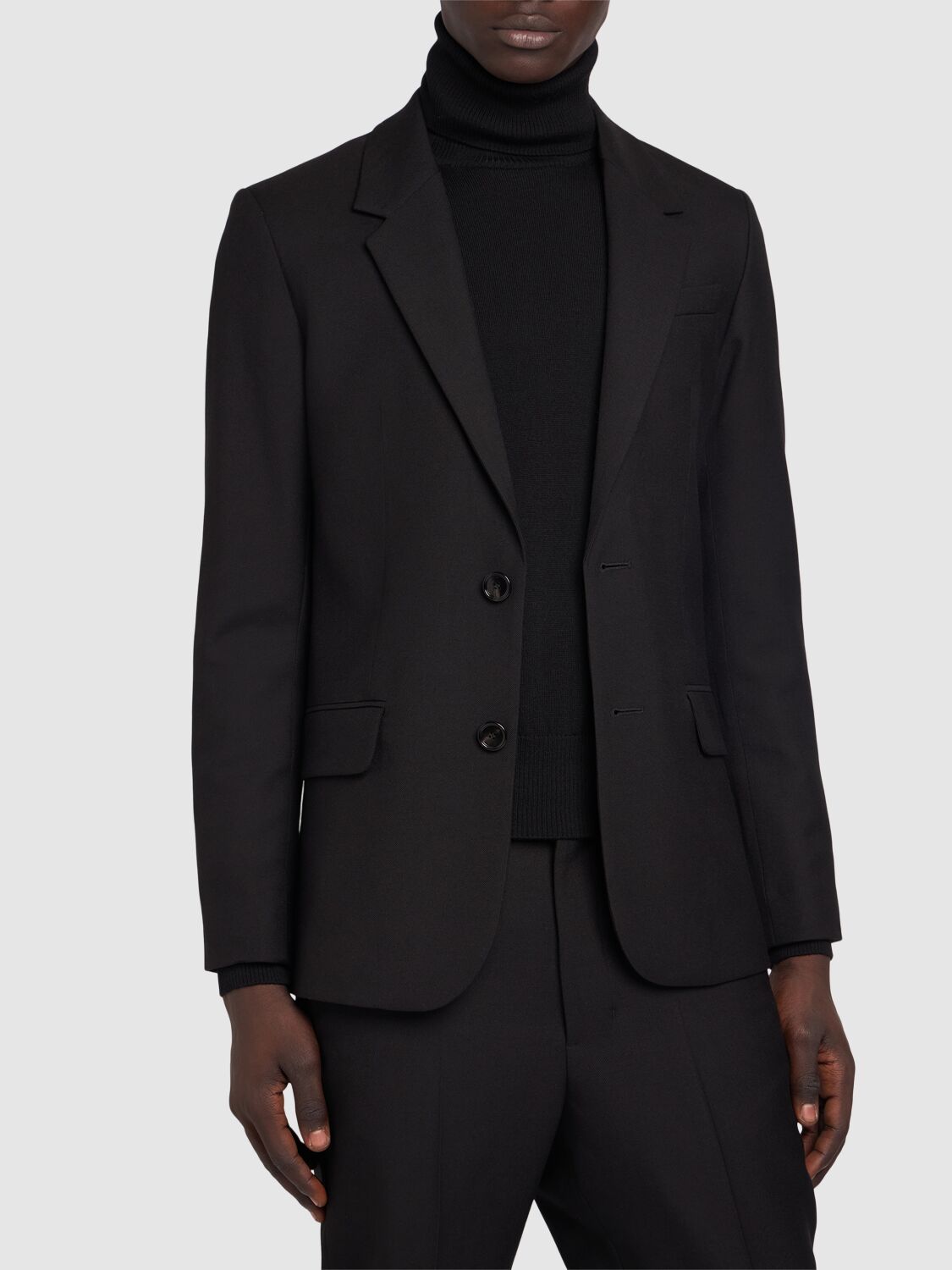 Shop Ami Alexandre Mattiussi Single Breasted Wool Gabardine Blazer In Black