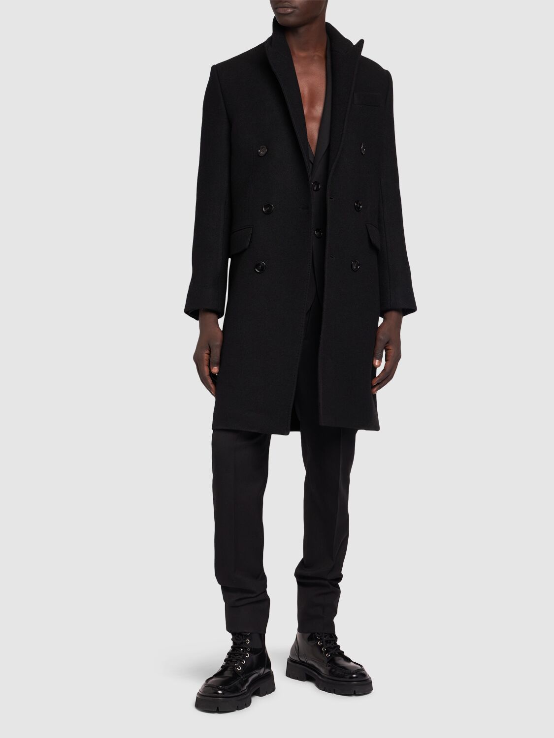 Shop Ami Alexandre Mattiussi Single Breasted Wool Coat In Black