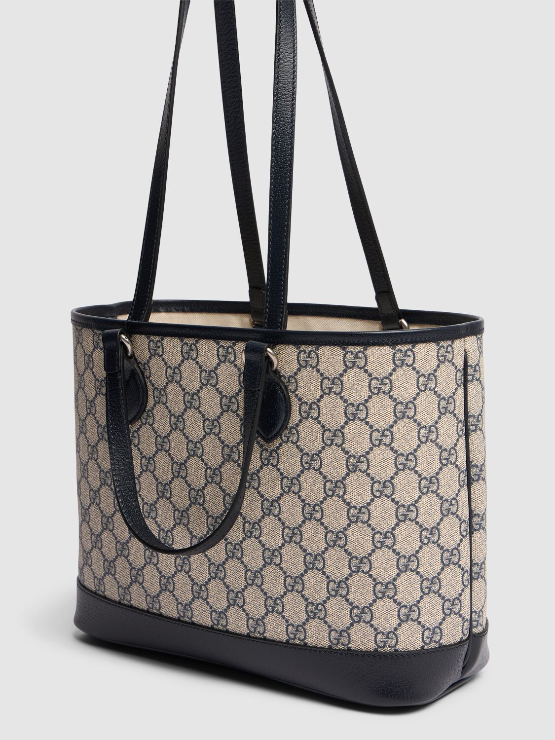 Shop Gucci Ophidia Canvas Tote Bag In Beige,blue